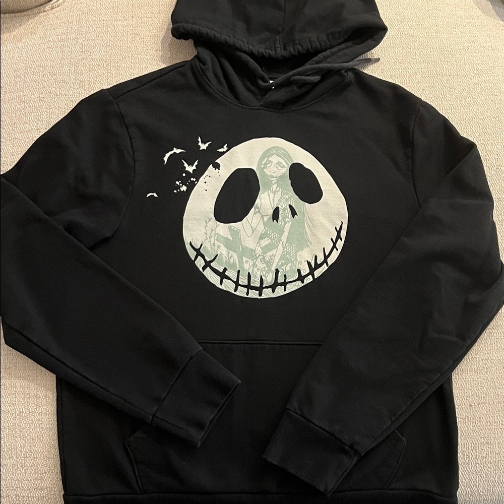 Old Navy Black Hoodie with Pale Green Nightmare Before Christmas Graphic